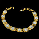 Gurhan Bracelet 59GG4: A luxurious pave diamond and 24kt gold granulated bracelet by Gurhan. Lobster clasp and extension chain. Gurhan Bracelet 59GG4 jewelry