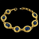Gurhan Bracelet 60GG4: 24K pure gold with mixed shapes of rosecut sapphires. A wide frame style and extension chain to size from 7" to 8.5" length. Deisgned by Gurhan. Gurhan Bracelet 60GG4 jewelry