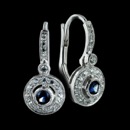 This is a beautiful pair of diamond and sapphire lever back earrings from Beverley K.  The round bezel set sapphires are surrounded by pave diamond halo and there are pave diamonds going up the lever backs.  These 18K white gold earrings have .23ctw of sapphires and .25ctw of diamonds. These earrings are 1/2 inch in length and 7mm in diameter. 