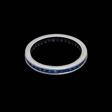 This sleek platinum band is ablaze with 1.40cts. in channel-set blue sapphires.