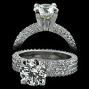 Michael B. classic 3 row Flatband mounting engagement ring, shown with a 2.0ct center not included. This ring is 5mm wide.