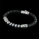Honora Bracelet 63Z4: Honora braided black leather sterling silver and Chinese Fresh Water pearl single strand bracelet. Also in white pearls see 12Z4. Honora Bracelet 63Z4 jewelry