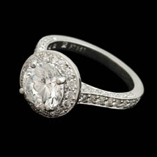 Beautiful platinum pave diamond engagement ring designed by Gumuchian. The piece is set with .75ct of diamonds and is great with a 2.0ct center diamond. Center diamond not included.