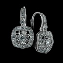 These are a pair of diamond leverback earrings from Beverley K.  There is a round center bezel set diamond and a hand engraved filigree flower design that is surrounded by a cushion shaped diamond border.  The earrings have .48ctw of diamonds.  