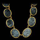 Gurhan Necklace 71GG3: All around Flat Rune necklace. Graduated black rutilated quartz. Adjustable to 15-17"L. Designed by Gurhan. Gurhan Necklace 71GG3 jewelry