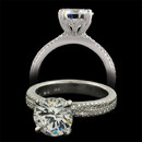 From Touch Collection a exquisite 18kt white god 2 row diamond flat Michael B engagement ring.  The diamond weigh .34ct and there are 58 VVS E-F quality stones in this very difficult to make piece. Perfect for a 1.0ct diamond and larger. The diamonds are  1/2 way around the ring. Just amazing setting job of the diamonds. 3mm width.