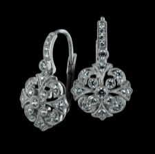 Beverley K 18kt white gold floral diamond lever back earrings
