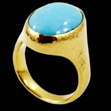 A one of a kind 24K pure gold turquoise ring from Gurhan.
