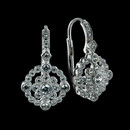 These are Beverley K 18k white gold lever back earrings.  There is a round diamond bezel  border with a bezel flower design inside.  There are pave diamonds going up the lever backs and the total diamond weight of the earrings are .68ctw.  