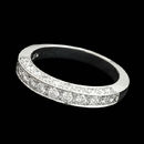 Platinum 3.7mm diamond wedding band from Scott Kay.  The diamonds are set 3/8 around the top on 3 sides and contain .81ctw of diamonds.