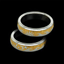 From the studio of Steven Kretchmer hails this amazing one of a kind creation. The wave band, is a custom design in 6mm width featuring the sun, moon, a surf style wave, and diamonds to represent the stars. Platinum and 24kt yellow gold inlay complete this wedding band.  This is a custom made piece, must call for price quotes.
