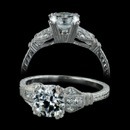 This is an 18K white gold ladies engagement ring from Beverley K.  The setting is hand engraved and has 0.15 carats total weight in diamonds. All edges are milgrained. Please call for center stone pricing.  