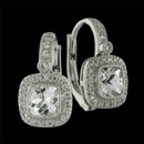 An exquisite pair of 18kt white gold and diamond Beverley K earrings. The mountings feature .19ct in natural full cut diamonds. These earrings hang approximately 5/8 inches long.  Center stones sold separately.