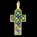 A beautiful 18k gold enamel cross pendant from the Nouveau Collection. This pendant is hand made and is inspired by the art nouveau design movement. The piece measures 15.22mm x 26.18mm and weighs 8.70 grams.