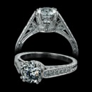 This is a beautiful antique style Beverley K engagement ring.  There are 0.45 carats total weight of diamonds included in this intricately designed ring that brings back the style and character of the Edwardian time period. All edges are milgrained.  Please call for center stone pricing. This beautiful ring is also available in platinum.