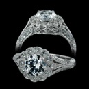 This is a lovely Art Deco inspired 18k ladies engagement ring from Beverley K.  There are 0.45 carats total weight of diamonds in the setting. The ring features hand engraved surfaces.  Please call for center stone pricing. This ring is also available in platinum.  