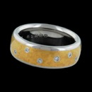 Whimsical yet substantial: Steven Kretchmer platinum and 24k yellow gold inlay ''Star'' wedding band is perfect for celebrating partnership with 15 melee diamonds. 7mm wide. Size 6