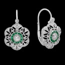 A gorgeous pair of Beverley K earrings. These earrings are made from 18K white gold and feature green emerald and diamond gemstones. The total diamond weight is 0.41cw. and the total emerald weight is 0.72cw.  