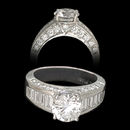 Gumuchian's platinum diamond semi mount engagement ring, "Captive".  The ring is set with 1.58ct of round and baguette diamonds. For a 2.0ct and larger.  Center diamond not included.
