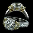 Beautiful handmade engagement ring with heart shaped prongs, delicate scroll work, and stunning yellow diamond half moon side stones.  This ring was a special custom piece and showcases the variety of fine detailing that Beaudry offers.  This was a custom created piece, please call for comparison pricing information. 
