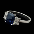 Classic sapphire and diamond 3 stone ring in platinum. This ring is set with a 1.62ct sapphire and 1.08ct side diamonds.  Available in most sizes.