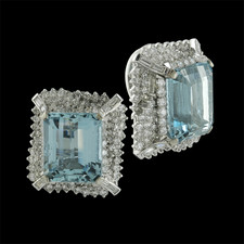 Estate Jewelry 18kt white gold Aquamarine and diamond earrings