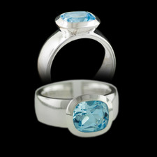 Bastian Inverun Sleek Sterling silver blue topaz ring