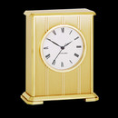 Crafted in brass by Chelsea Clocks the Embassy features beautiful contrasting matte and bright finishes, a brilliant white dial with rich black Roman numerals, and a handsome stepped base. The Embassy clock keeps perfect time with a precision high quality German quartz movement.Dimensions: 5 3/4" H x 4 1/2" W x 2 1/2" D and weighs 7 .lbs. Batteries are included.