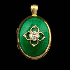 Charles Green 18kt Charles Green enameled locket with diamonds
