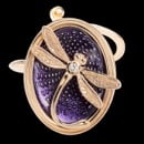 A beautiful, colorful, dragonfly ring from Nicole Barr. This ring is vitreous Enamel on Rose Gold Plated Sterling Silver purple Dragonfly Ring. Set with White Sapphire. This Nicole Barr ring measures 15mm in length. Rhodium Plated for easy care. Adjustable: Sizes 5.5 to 7 ; L - O.