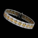 Beautiful and intricate two-toned diamond bracelet by Beverley K.  The cross pattern has yellow diamonds that are set in yellow gold surrounded by white diamonds set in white gold. The total diamond weight is 2.54ct.  