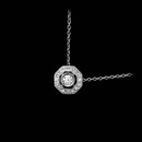 This sweet and delicate 18kt white gold Beverley K. pendant shines with a brilliant round center diamond, surrounded by a mesh of smaller round .17ctw diamonds.