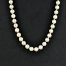 A 24inch strand of cultured pears with 14kt gold clasp. The pearls measure 6mm to 6.25mm. There are 88 pearls of a slight cream rose color. Nice condition and a great buy for this price.