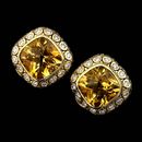 Ladies 18kt. green gold SeidenGang earrings set with a large citrine center and accented with 1.28ctw in diamonds. Part of the Laurel collection.