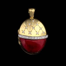 Charles Green 18kt y.g. Charles Green diamond & enameled locket