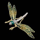 Fly with this multi-colored winged wonder. The dragon fly design by Nouveau Collection incorporates great detail with elegant style. With .45ctw of diamonds this beauty of a brooch-pendant is flying in style.