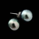 Platinum post mount earrings with 9mm black pearls