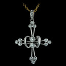18k white gold/palladium - .63tw RBC.  Gorgeous, multidimensional design elements in a clean and contained high fashion pendant, designed by Durnell.
