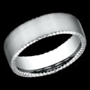 A unique mens 14k white gold wedding band. This  ring is 7.5mm comfort-fit satin-finished carved design band features an elegant rivet coin edging for unforgettable style. This ring is priced at a size 9, but can be made in other sizes. The price will vary depending on finger size.