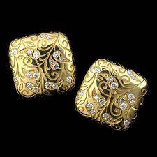 SeidenGang 18kt. green gold and diamond laurel earrings