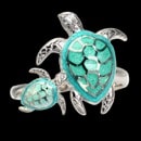A cute pair of turtles. Nicole Barr jewelry Vitreous Enamel on Sterling Silver Mother and Baby Turtles Ring-Green. Set with White Sapphires. Rhodium Plated for easy care. The size of this Nicole Barr ring is 20mm. Adjustable: Sizes 5.5 to 7 ; L - O. 