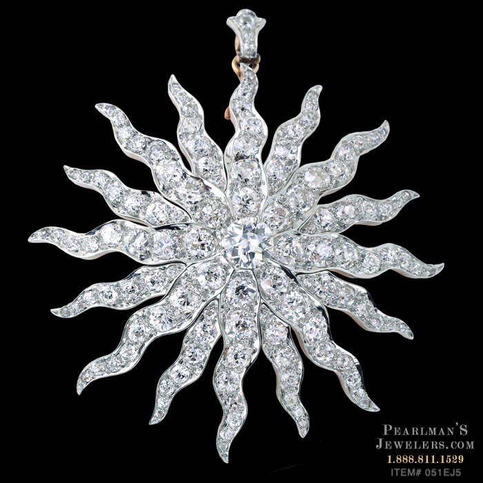 Estate Jewelry Star Burst Of Diamonds Pin
