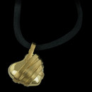 Whitney Boin 18kt yellow gold wrap heart pendant with satin and high polish finish. Heart is 17mm wide. Silk cord is 40" long and can be trimmed accordingly.