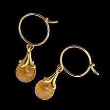 Paul Morelli's classic briolette earrings.  This set is 18kt gold with 7mm citrine.  Other colors are available and 5mm can also be ordered for the Citrine stone.