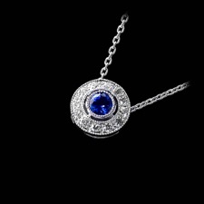 Beverley K 18kt white gold diamond halo pendant with sapphire