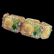 Nouveau Collection Green leaf gold bracelet