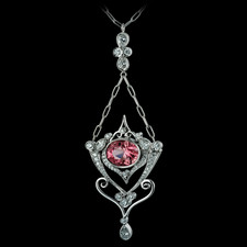 2.13ct Tourmaline & diamond Durnell pendant, handmade in platinum.  Gorgeous neckpiece with ultra feminine appeal -- smart and cohesive design structure.  