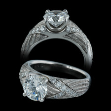Elegant platinum Venti engagement ring from Michael Bondanza, with .23ct of diamonds. Totally hand carved the ring measures 6 1/2mm in width and tapers to 3.0mm. This is the design that started the platinum craze in the 20th century.  Amazing piece of jewelry.  Made in the USA  Center diamond not included.