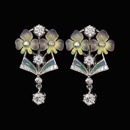 A wonderful pair of 18kt white gold diamond and enamel pierced earrings from Nouveau Collection.  The earrings contains 1.35ct of diamonds.