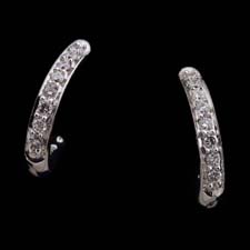 Honora 14kt white gold and diamond small round hoop earrings.